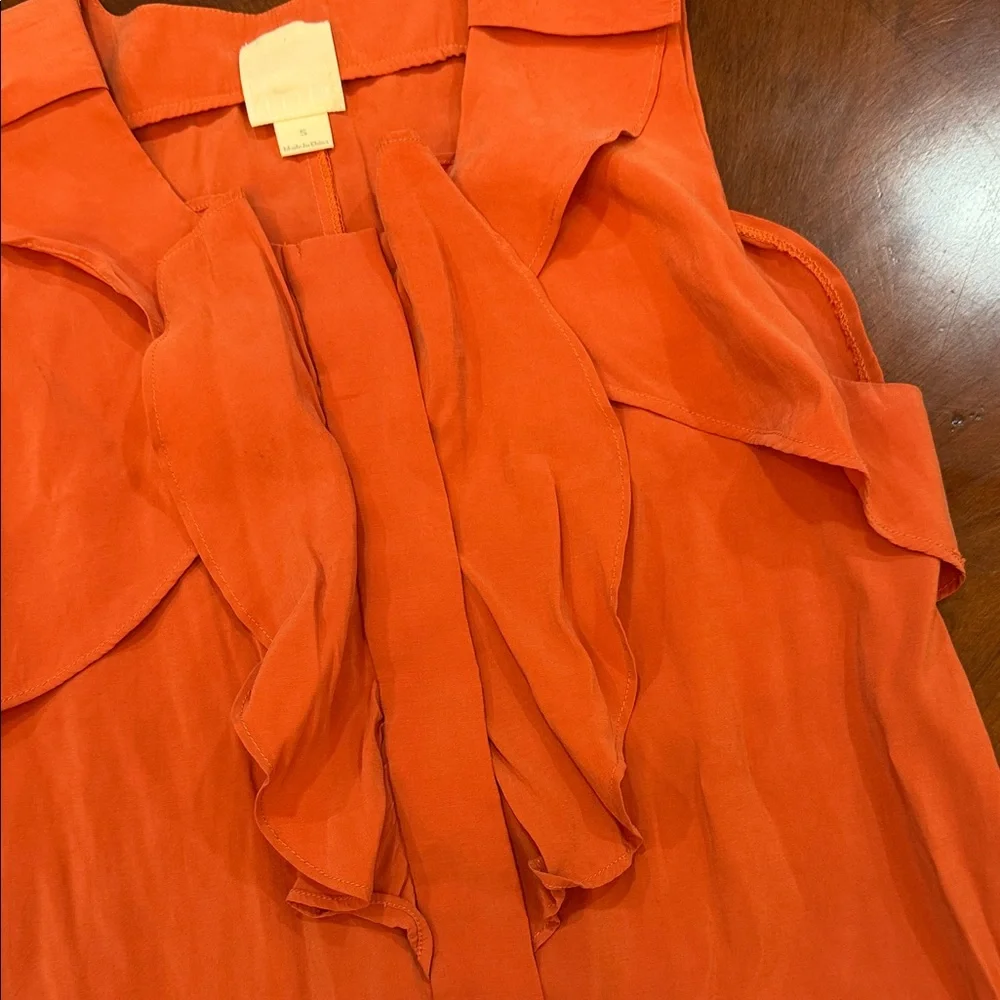 Line & Dot Orange Sleeveless‎ Midi Dress